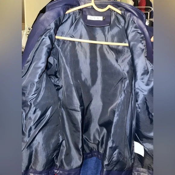 NIB Dark Blue Laced-Shoulder Moto Jacket, Size L - Picture 4 of 5